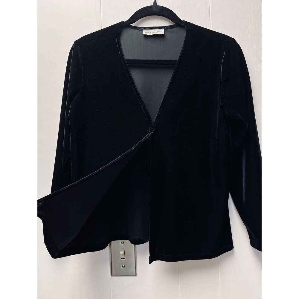 VTG Nuart Petite S Black Velvet Velour Tank Shell Jacket Set Evening Holiday 90s - Picture 3 of 5